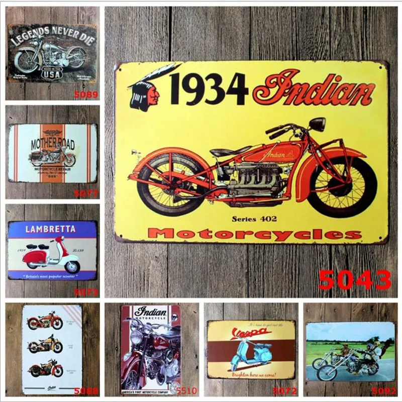 Wakacje Dekoracji Motocykl Vintage Craft Tin Sign Retro Metal Malarstwo Antyczne Żelazne Plakat Bar Pub znaki Wall Art Naklejki