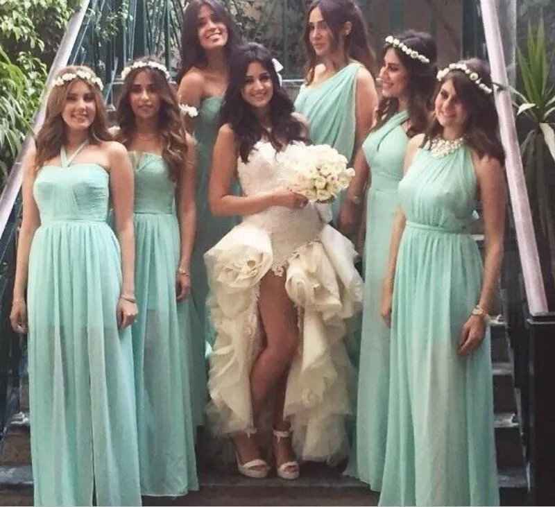 Long Different Style Chiffon Bridesmaid Dresses Custom Sexy Cheap Floor Legnth Bohemian Bridesmaid Gowns Beach Wedding Guest Dresses