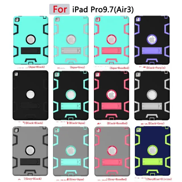 Funda de Robot híbrido con soporte resistente a golpes tipo A para iPad pro 9,7 Pro 10,5 ipad 2 3 4 air 1 air 2 10 unids/lote