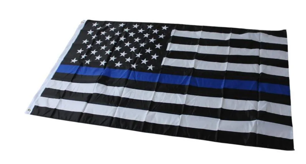 4 Types 90*150cm BlueLine USA Police Flags 3x5 Foot Thin Blue Line USA Flag Black, White And Blue American Flag With Brass Grommets