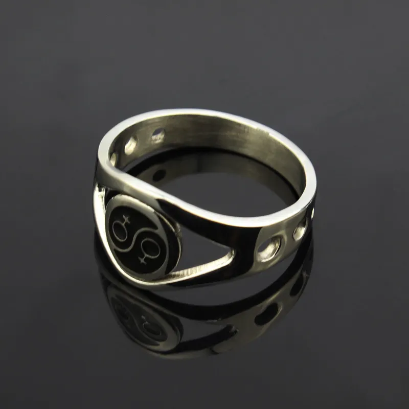 Fashion Women Rings Black Female Symbol Design Silver Plated Jewelry Resin Party Rings PR-015