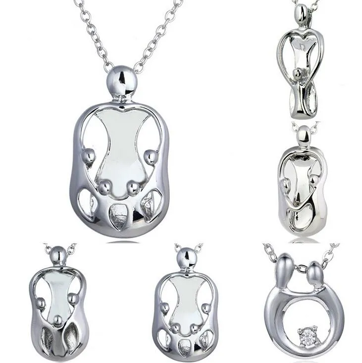 Ребенок три женских ожерелья матери трехмерные полые аксессуары для ожерелья матери wfn023 (с цепью) смешать Заказать 20 штук