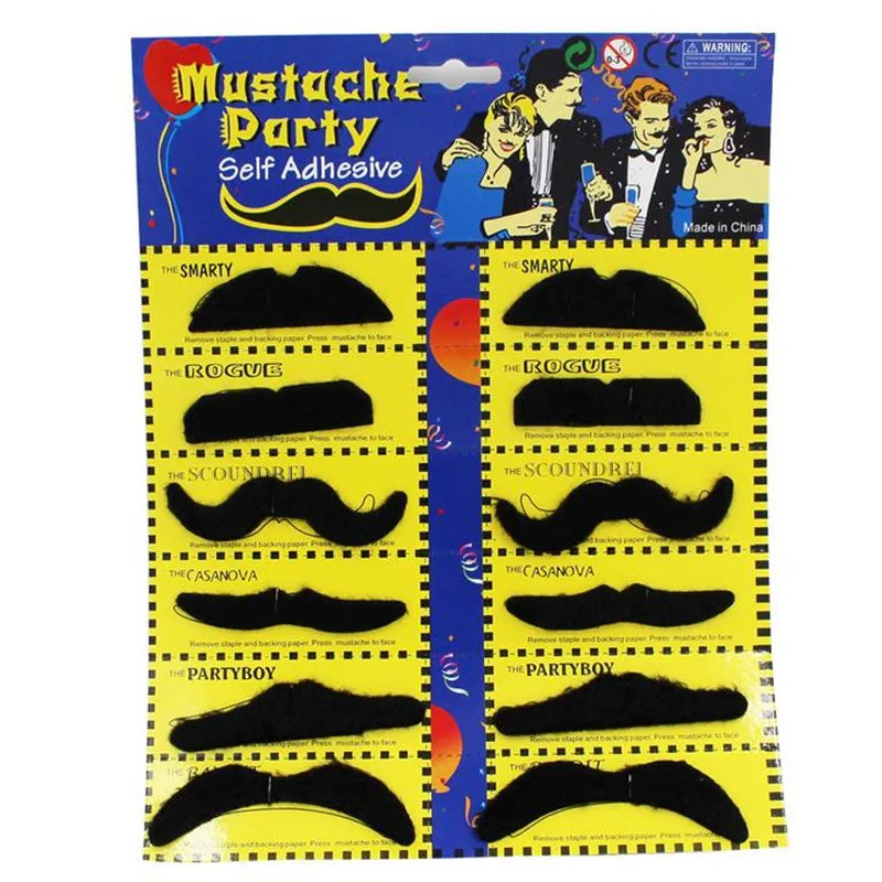 Accessori Feste Divertenti Baffi Finti Autoadesivi Neri - Barba Finta Per Halloween E Feste In Costume Tinta Per Barba Uomo