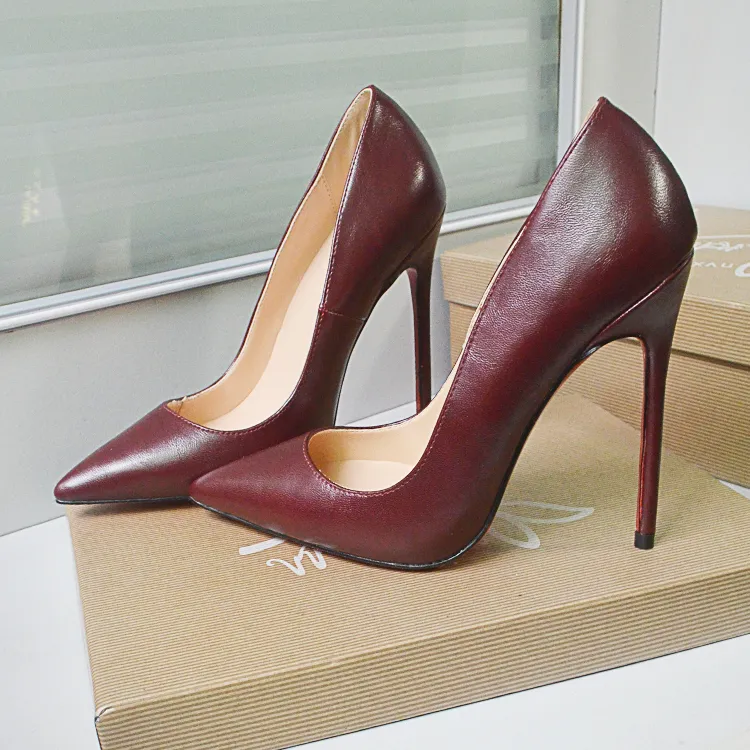 Casual Designer Sexy Lady Fashion Women Shoes Burgundy Pointy Toe Stiletto Stripper High Heels Zapatos Mujer Prom Pumps Large Size 44 12cm From $60.31 | DHgate.Com