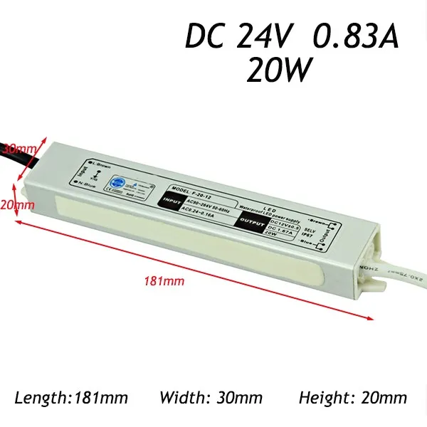 Spedizione gratuita Vendita calda IP68 Alimentatore interruttore impermeabile 20W 12V 1.7A Alimentatore LED 12V e 24V è disponibile