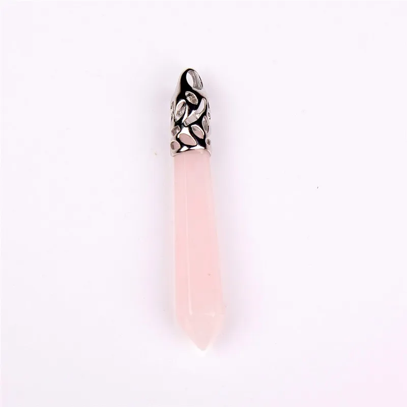 Open hart chakra lange rose quartz ketting roze edelsteen genezing layering kristal lederen touw 18 