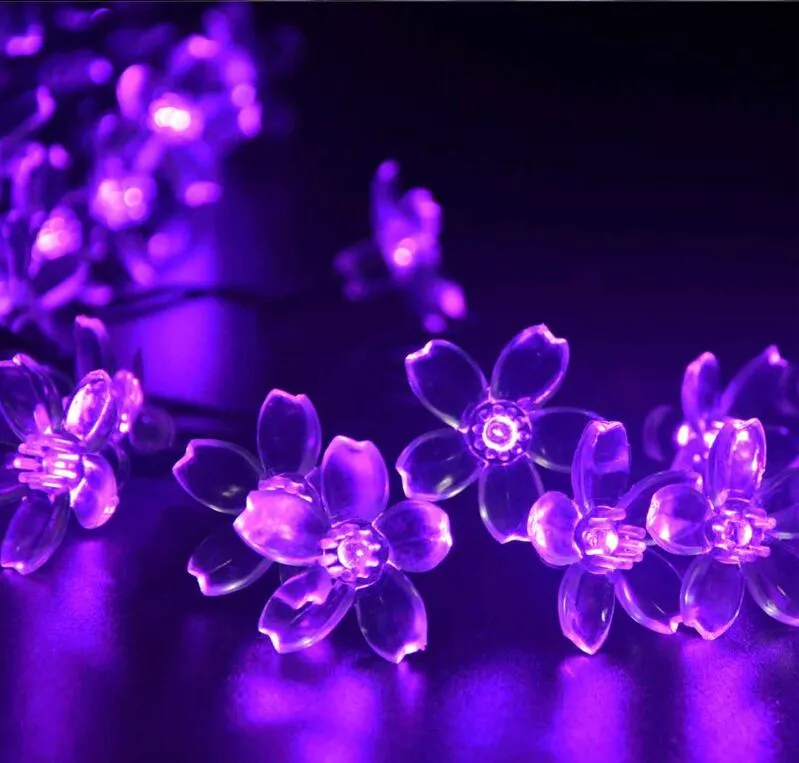 Solar Strings 50LEDs Flower Blossom Decorative Lights Waterproof white fairy Garden Outdoor Christmas solar led light