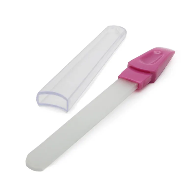 Wholesale Cheap Glass Nail File Fingernail File with Hard Carry Case Tube Manicure Pedicure Tool NF014S DROP SHIPPING