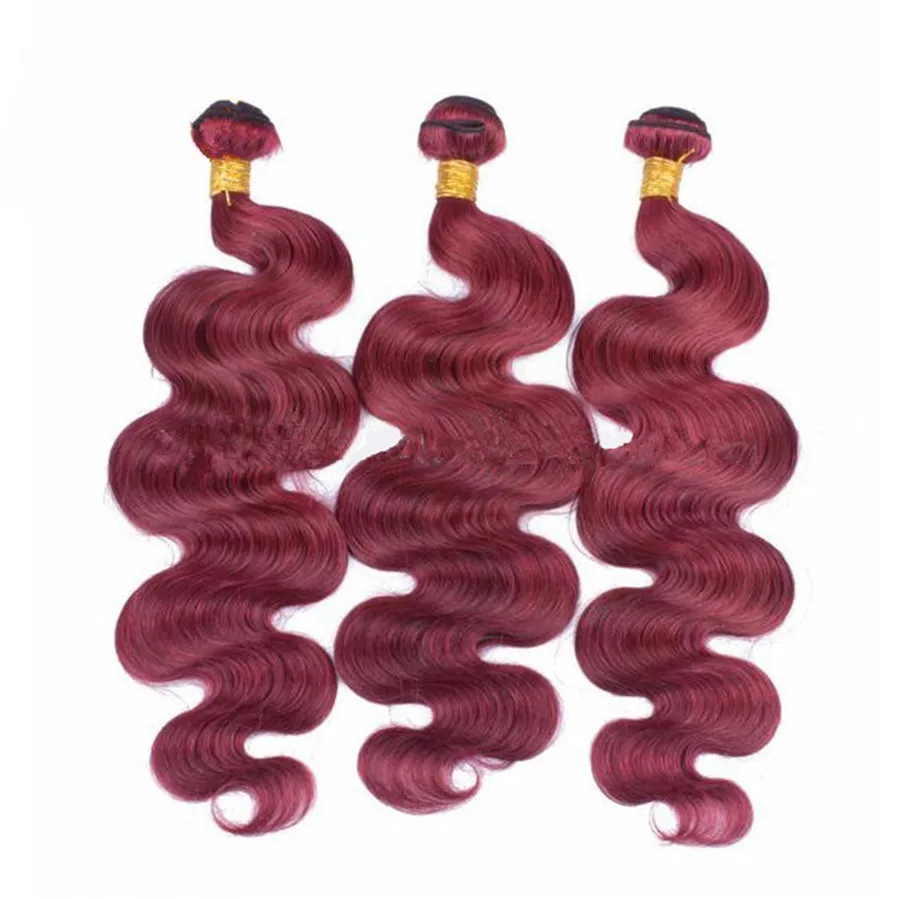 9A Cabello brasileño borgoña con cierre frontal de encaje 13x4 pulgadas Body Wave 99J Paquetes de cabello humano rojo vino con oreja a oreja Fron6711308