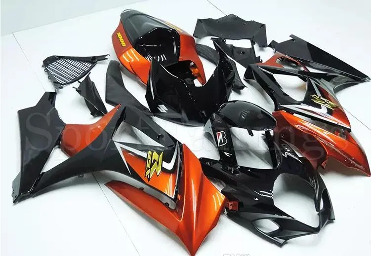 3 cadeaux gratuits Nouveau Suzuki GSXR1000 GSX-R1000 07 08 2007 2008 K7 ABS Kit de carénage de moto en plastique carrosserie capot noir Orange