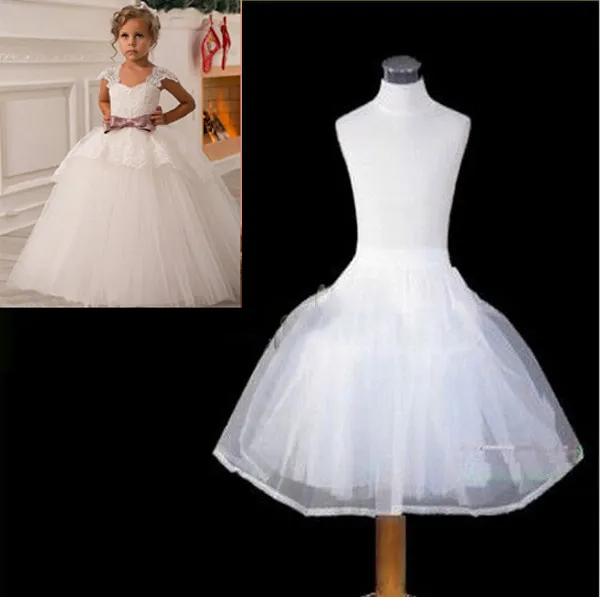 2017 Ultimi bambini Sottogonne Accessori da sposa sposa Bambine Crinolina Bianco Lungo Fiore Ragazza Abito formale Sottogonna