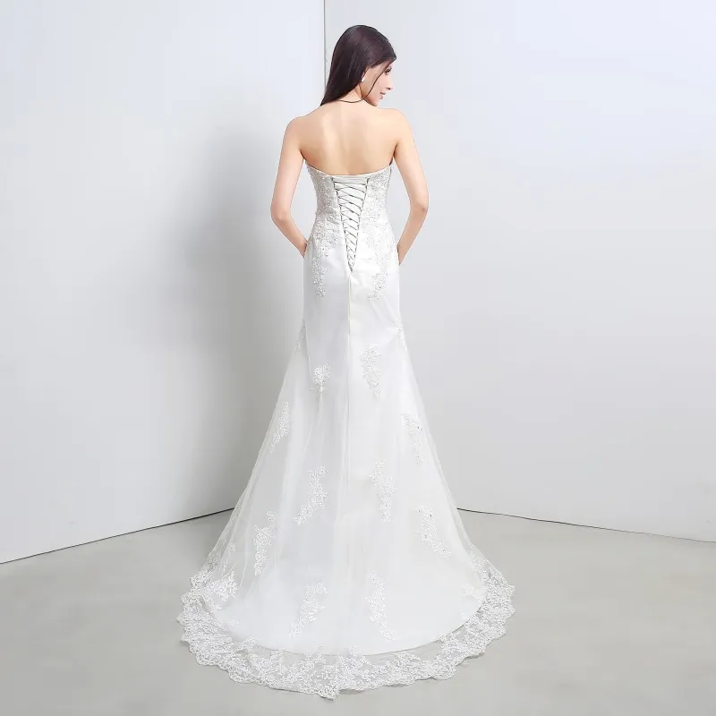 New White Lace Mermaid Wedding Dresses 2022 Sweetheart Appliques Party Bridal Gowns Stock 6-16 QC 3312985