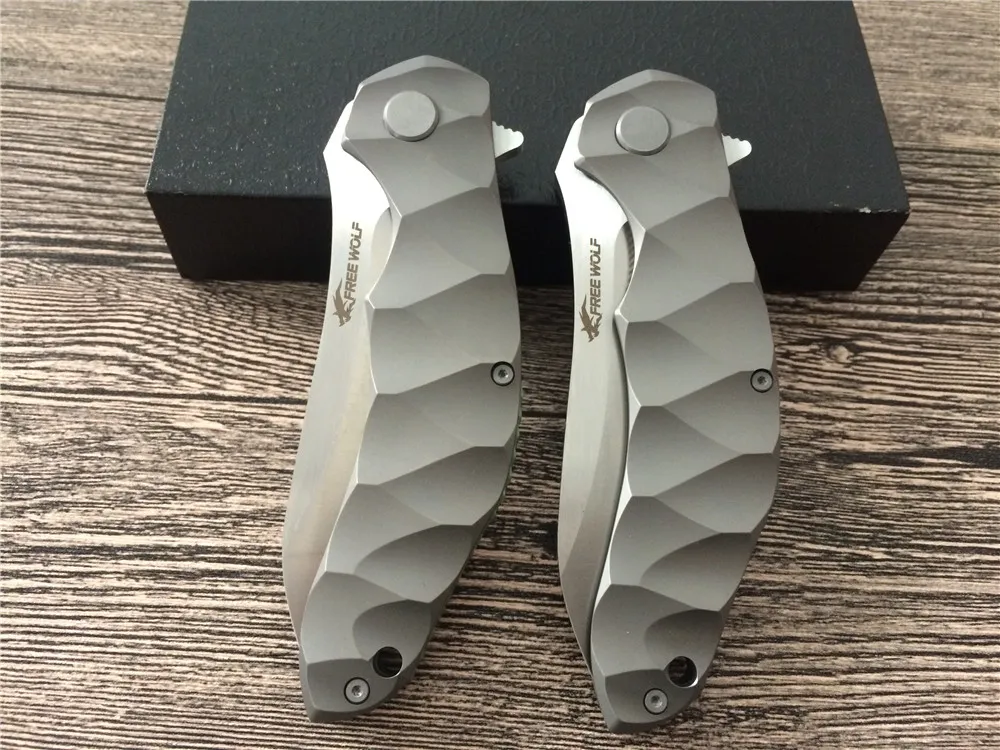 Venda quente Magia OEM Chav personalizado rolamento de esferas de aço Grande Tools faca dobrável D2 Titanium Camping Caça Survival Knives Outdoor EDC