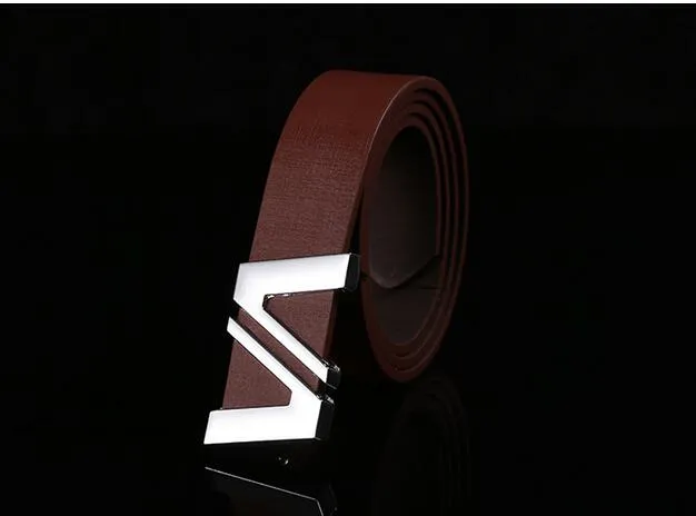 Hot Sale Mäns Smooth Spänne Bälte Ord Moderkort Spänne PU Byxor Bälte Woman Fashion Leather Belt Drop Shipping