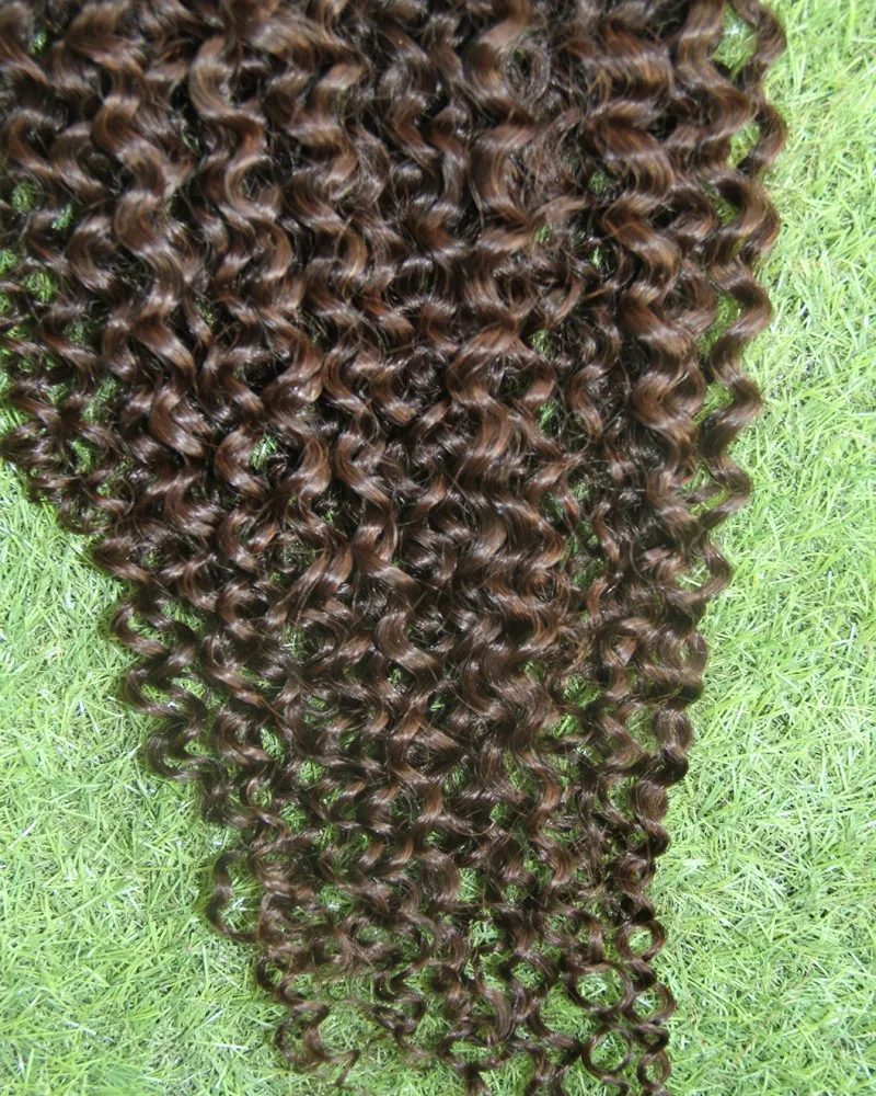 Clip de pelo rizado rizado mongol en 100g # 4 Marrón oscuro / clip de cabello humano rizado afro rizado en extensiones