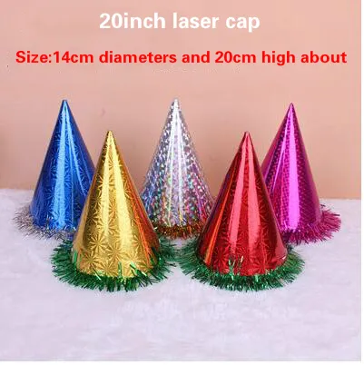 20g 20 pollici laser orecchio carta compleanno cappello cappello puntelli prestazioni Festival speciale i bambini usano decorazioni feste all'ingrosso