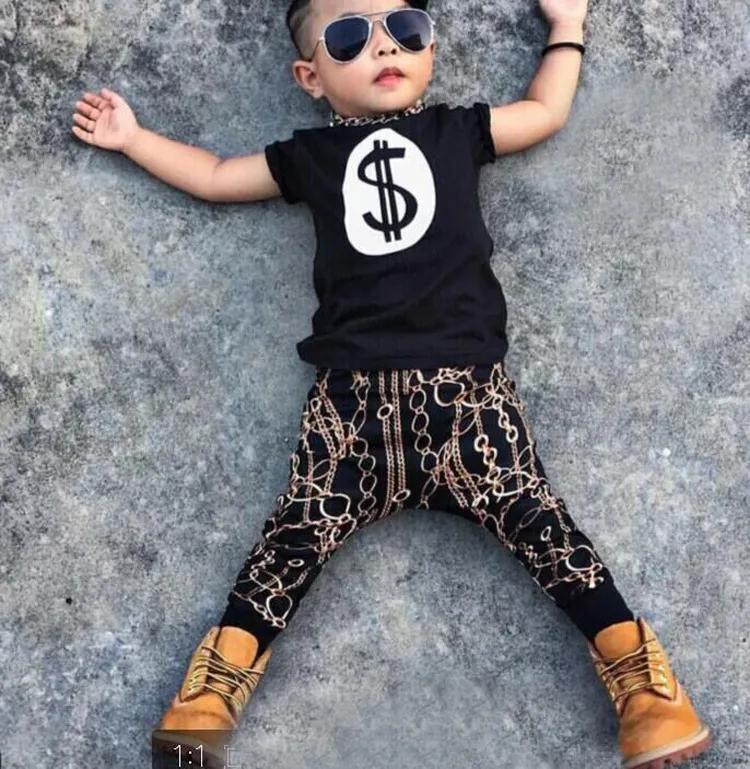 DHL 9 Styles Kids Ins Completi di abbigliamento Baby Fashion Suit Ragazze Lettera T-Shirt Pantaloni Infantile Abiti casual Ragazzi Ins Top Harem Pants 1-5T