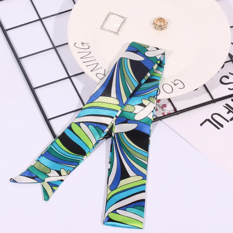 Fashion Multifunction Print Scarf For Handbags Handle Head wrap scarfs Ribbon Women`s turban triangle headband Silk Scarves