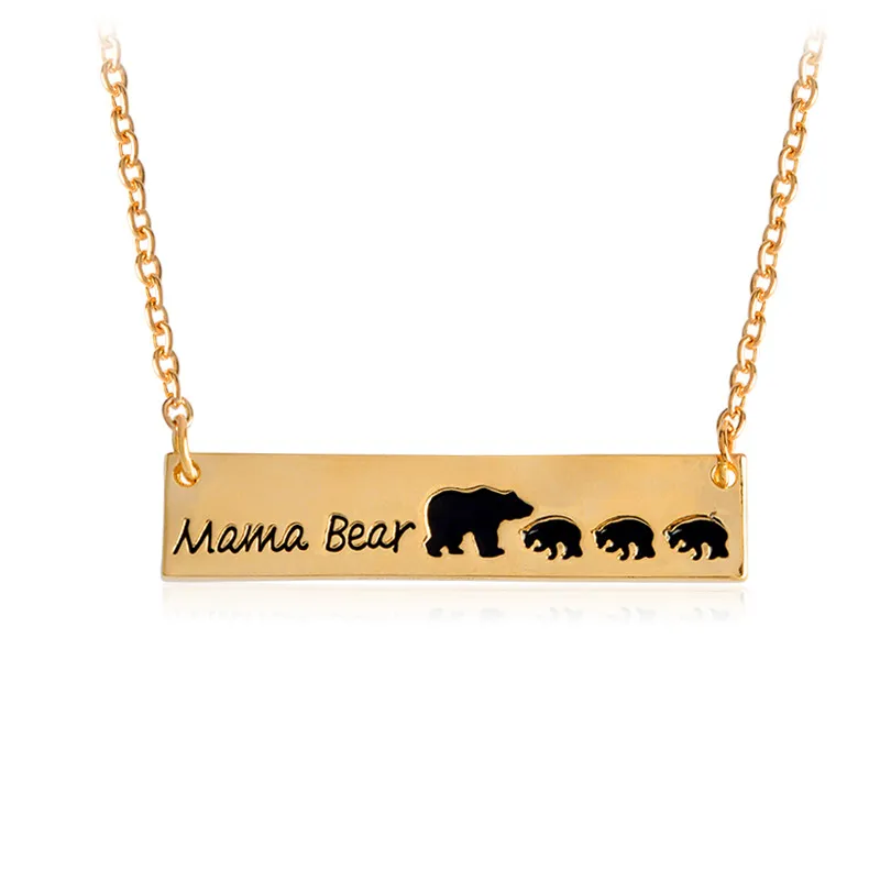 Mama Bear Pendants Necklace Animal Necklaces Gold Silver Colors Alloy Pendant Fashion Jewelry Mothers Day Gifts