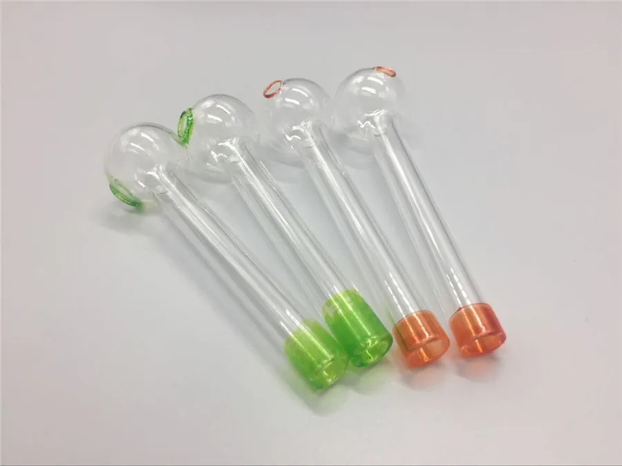 cheap hot sale Glass Oil Burner Pipe mini Smoking Hand Pipes galss tube 10cm Thick Glass Pipe Oil Colorful Pipe 