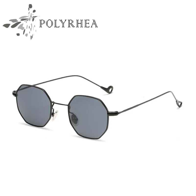 Occhiali da sole poligonali vintage alla moda da donna designer di marca montatura in metallo occhiali da sole quadrati lenti piatte specchio UV400 con scatola e custodie