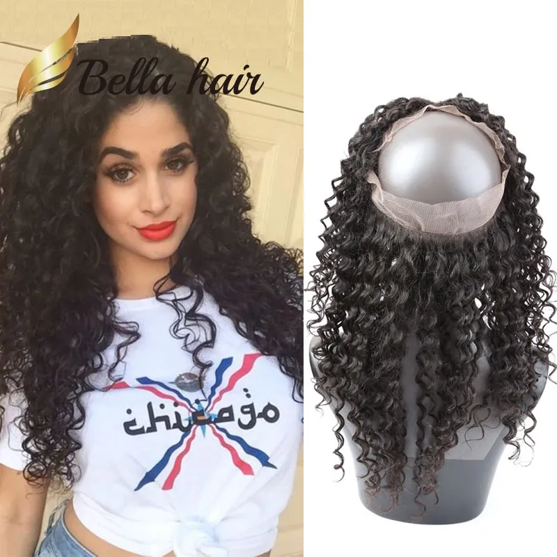 360 Lace Frontal Closure Brazilian Peruvian Indian Malaysian Deep Curly Wave Human Hair Sales Bellahair Natural Color Virgin