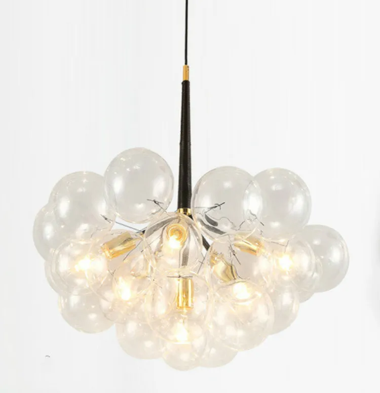 Modern Bubble Glass Pendant Lights Fixture Hem Deco Glas Boll Hänge Lampa DIY E27 Suspension Clear Glass Hängande lampa