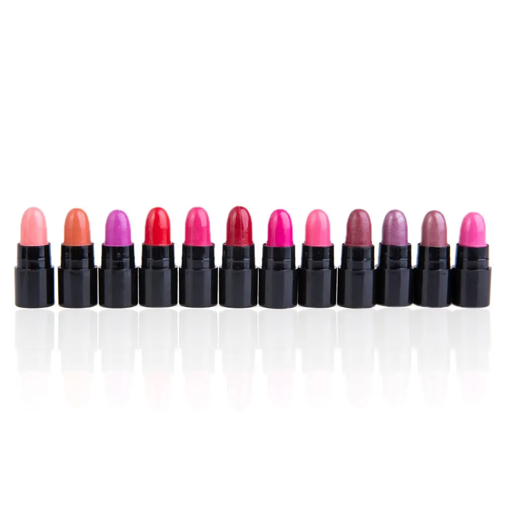 Atacado-12 Pçs / Pacote Cores encantadoras Lip Stick Adorável minúsculo hidratante Longo Longing Brilhante Batom Maquiagem Lip de Maquiagem Lip Gloss Grátis Shippi