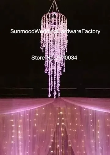 use for hangging only Decorative iridescent acrylic chandelier column , Hanging crystal lighted beaded column for weddings