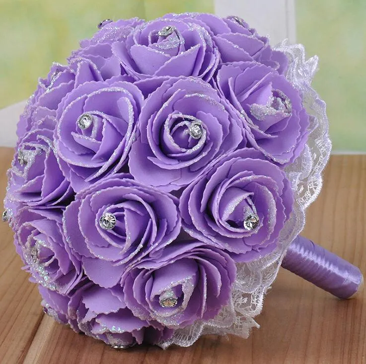 Wedding Bridal Bouquets with Handmade Flowers Crystal Rhinestone Rose Wedding Supplies Bride Holding Brooch Bouquet Wedding Flower9959488