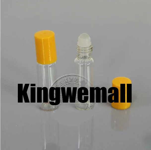 Bouteille en verre de 5ml, capacité de 300 pièces/lot, pour parfum ou huile pour les yeux, couleur jaune