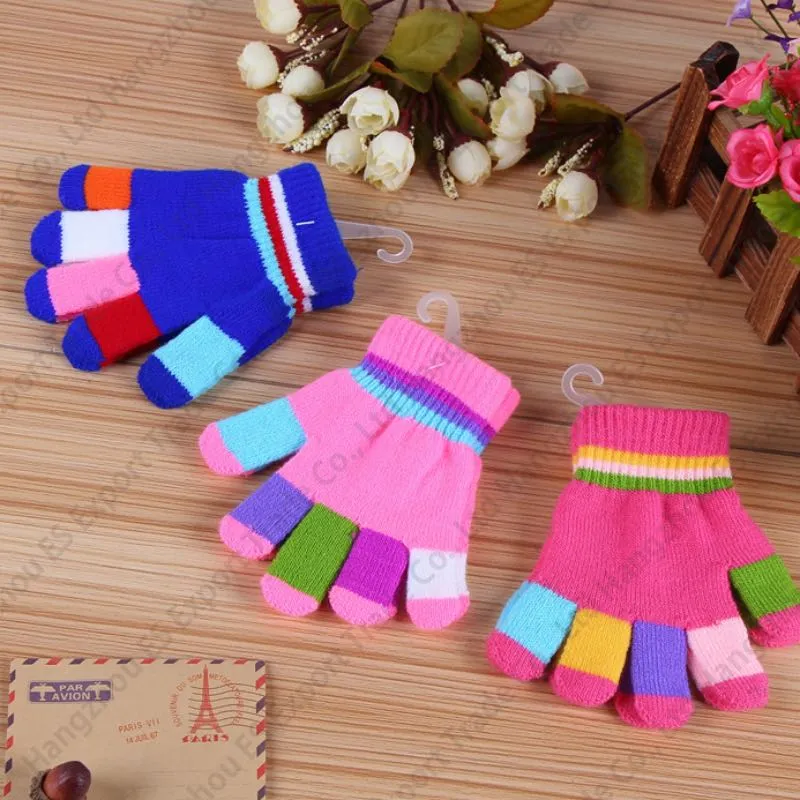 2 Paires De Gants D'hiver Enfants - Noël - Mitaines Tricot Noir Et Rouge - 5 à 12 Ans - Cadeau Mignon