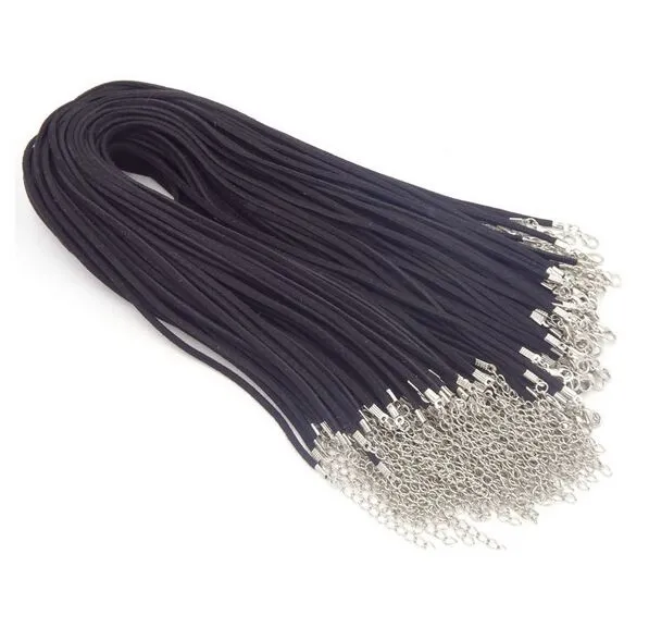 100pcs 3mm Flat Suede Cord Black Collares Cordao To Make Necklaces Cuerda Accessories For Jewelry 18-20inch