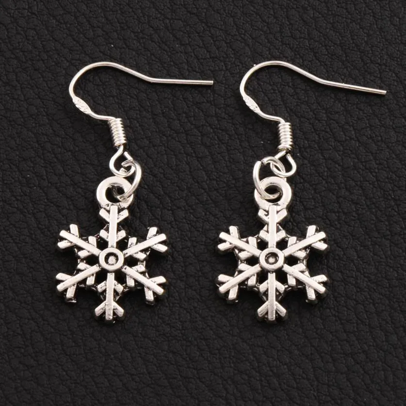 925 Silver Arched Snowflake Dangle Chandelier Earrings 14.4x35.1mm E794 40pairs/lot