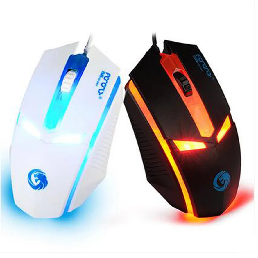 Najlepsza nowa mysz do gier USB przewodowa LOL podświetlenie myszy optyczna gra lub biuro 1200DPI Gamer ergonomiczna konstrukcja czarne lub białe kolory X18