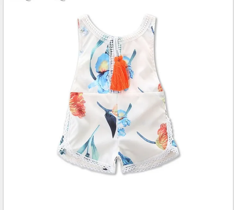 Baby Mädchen Spitze Stickerei Tuch heißen Stil Sommer Quaste ärmellose Overalls der Mädchen B4521