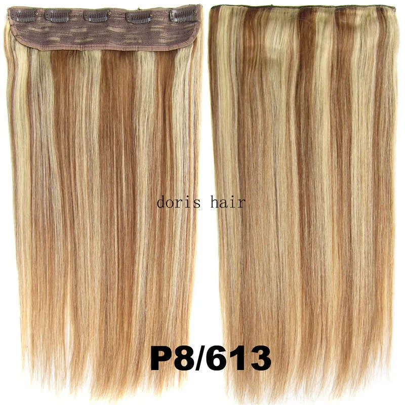 Clip de luxe ONE Piece dans les extensions de cheveux humains doux et soyeux remy droit 100g avec dentelle pour tête complète couleur naturelle blond noir bro7985962