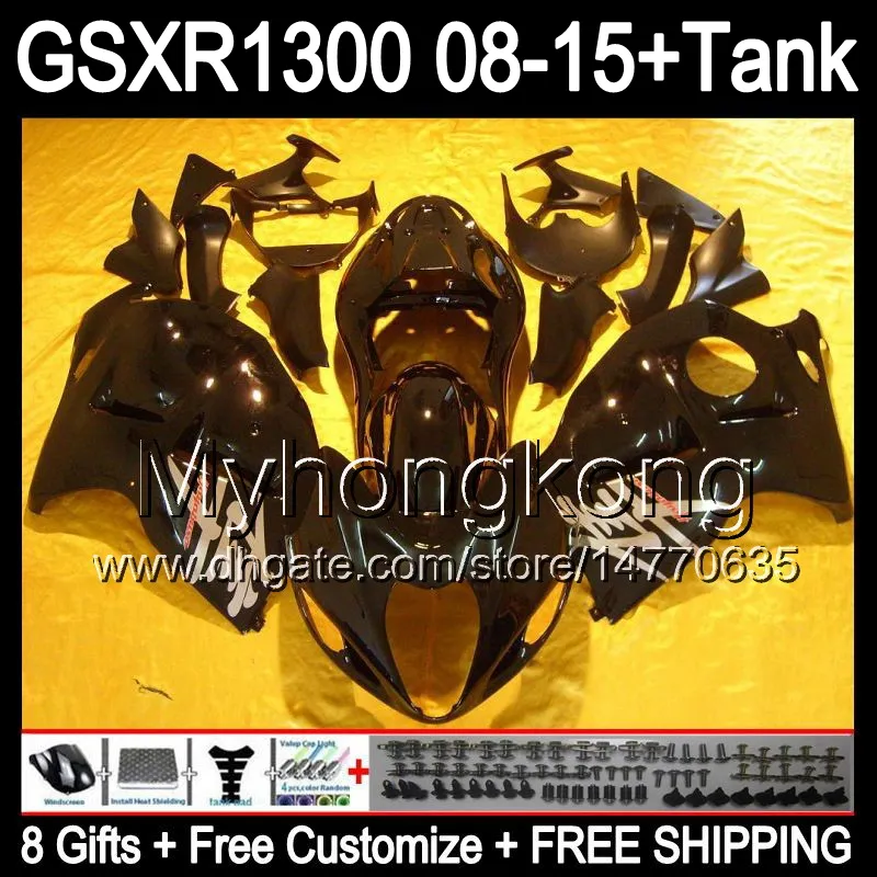 Suzuki Hayabusa GSXR1300 08 15 GSXR-1300 14MY65 GSXR 1300 GSX R1300 08 09 10 11 12 13 14 15 광택 블랙 페어링 키트