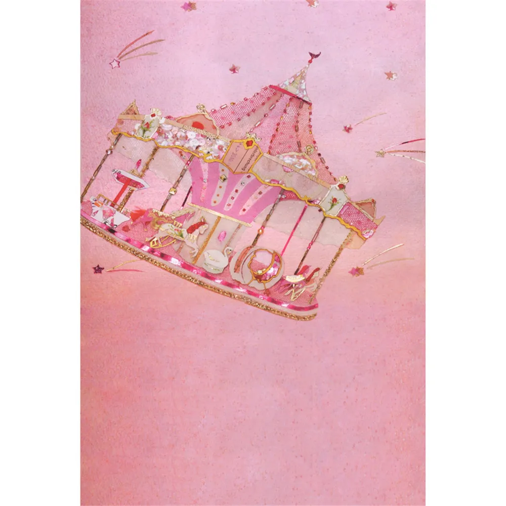 Pastelowa różowa karuzela fotografii tło dla dziecka noworodka urodzinowa przyjęcie cyfrowe drukowane gwiazdy księżniczka dzieci fotografia backdrops dzieci