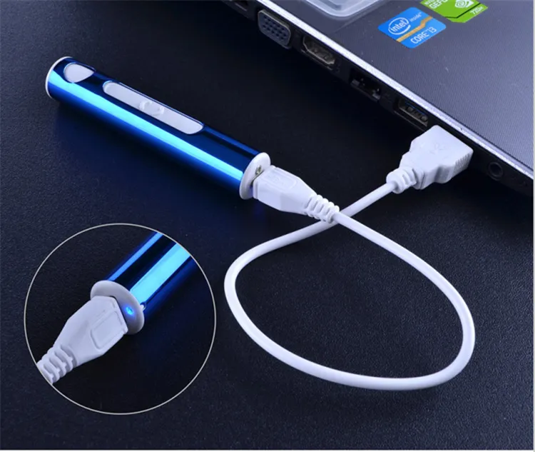 Electornic USB Çakmak Dişi Kullanılan Yuvarlak Alevsiz Çakmaklar Rüzgar Geçirmez Moda Metal Çakmaklar