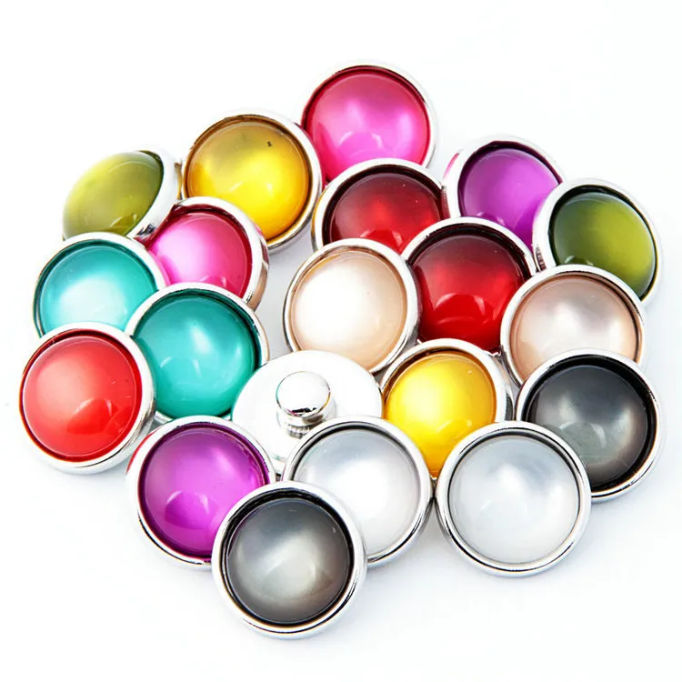 2017 gemma di colore solido pulsante Noosa fai da te 12mm lega + opale + vetro bottoni a pressione accessori gioielli bracciali anelli pendenti