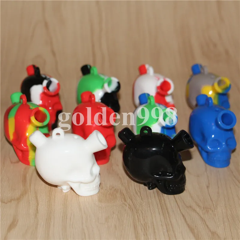 skull Silicone Blunt Bong Travel Bongs skull Silicone bubble blunt Dab Rig silicone Bubbler Oil Rigs Glass Water Pipes