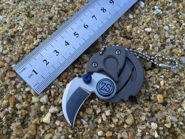 High Quality Custom CNC Machined Coin Necklace D2 Steel Blade Titanium TC4 Coated EDC Pocket tactical survival key folding knife