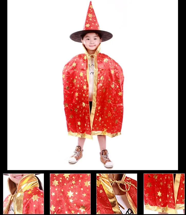 Halloween Cloak Cap Party Cosplay Prop for Festival Fancy Dress Children Costumes Witch Wizard Gown Robe and Hats Costume Cape Kids by DHL