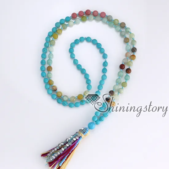 108 Meditation pärlor tibetanska hinduiska bön pärlor yoga mala armband tassel hängsmycke halsband grossist andlig helande kristall smycken