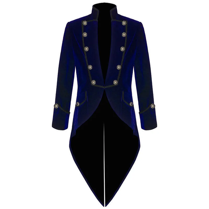 Velvet Bule Swallow Tailled Coat Custom Made Moda Męskie Garnitury Formalna Party Prom Blazer Ostatnie Płaszcz 2017 Hot SaleJacket + Spodnie