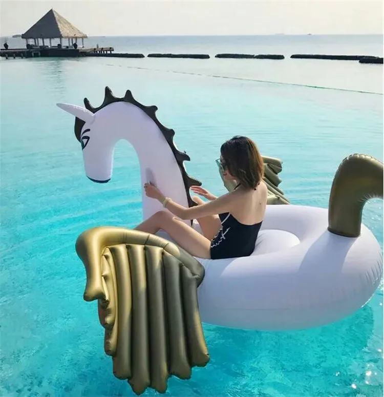 Brinquedo Da Praia do verão Tubos de Flutuação Inflável Unicórnio Gigante Pegasus Água Natação Bóia Jangada Colchão de Ar Nadar Anel de Passeio-Na Piscina DHL / Fedex navio