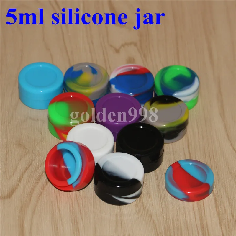 Wholesale 5mL 7mL Non-stick Silicone Jar Dab Wax Containers For Wax Silicone Jars Concentrate Case 6 in 1 Pass FDA &LFGB Test