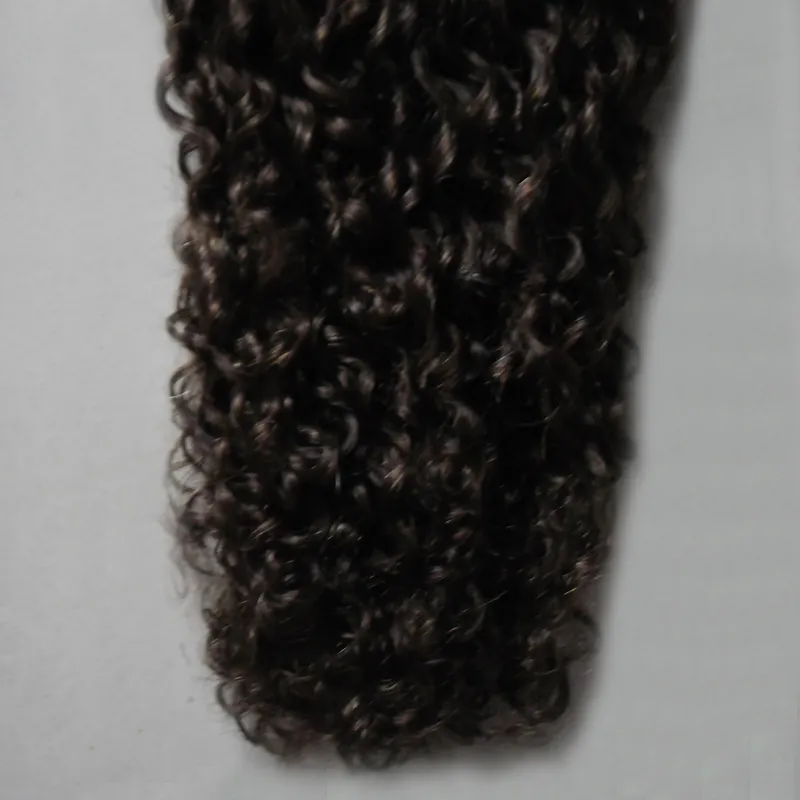 Dark Brown kinky curly Tape in Human Hair Extensions 100g Non Remy Brazilian Human Hair skin weft tape hair extensions