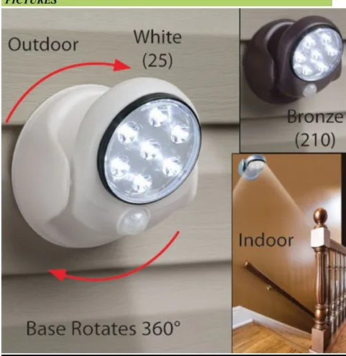360-Grad-Drehung 7LED menschlichen Körpers Sensor Lampe Schlafzimmer Nachtlicht Schrank Kleiderschrank Lampe Korridor Deckenleuchte